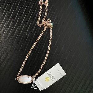 Kendra Scott Rose Gold Oval White Stone Slider Bracelet